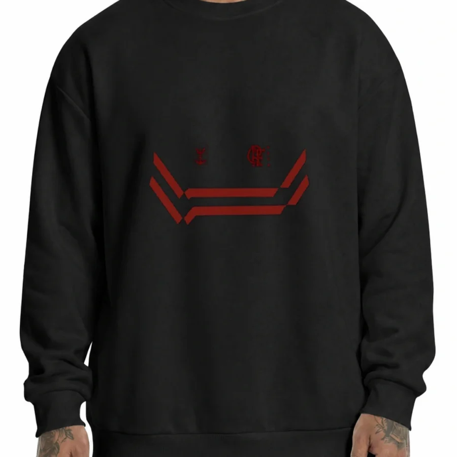 Moletom 320g Listras Rubro-Negras Street em mockup frontal