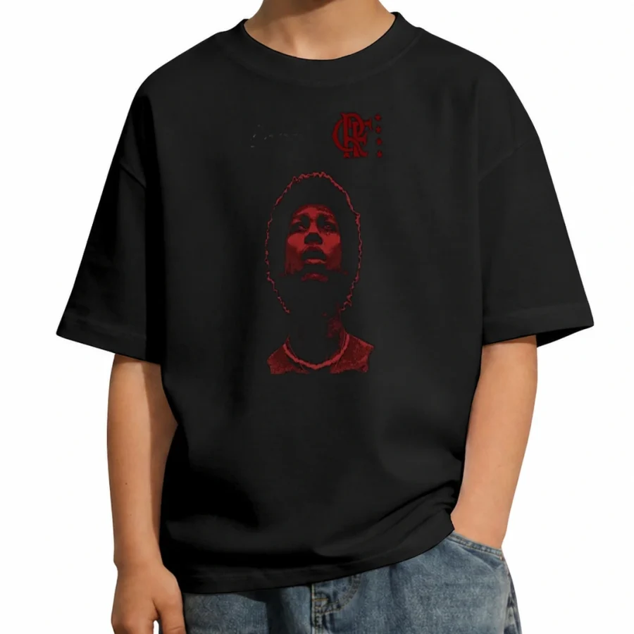 Camiseta infantil Djavan Rubro-Negro em mockup frontal