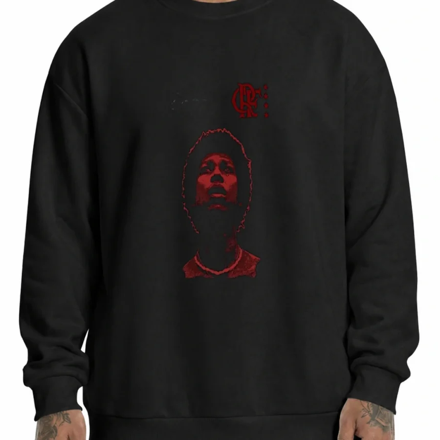 Moletom 320g Djavan Rubro-Negro em mockup frontal