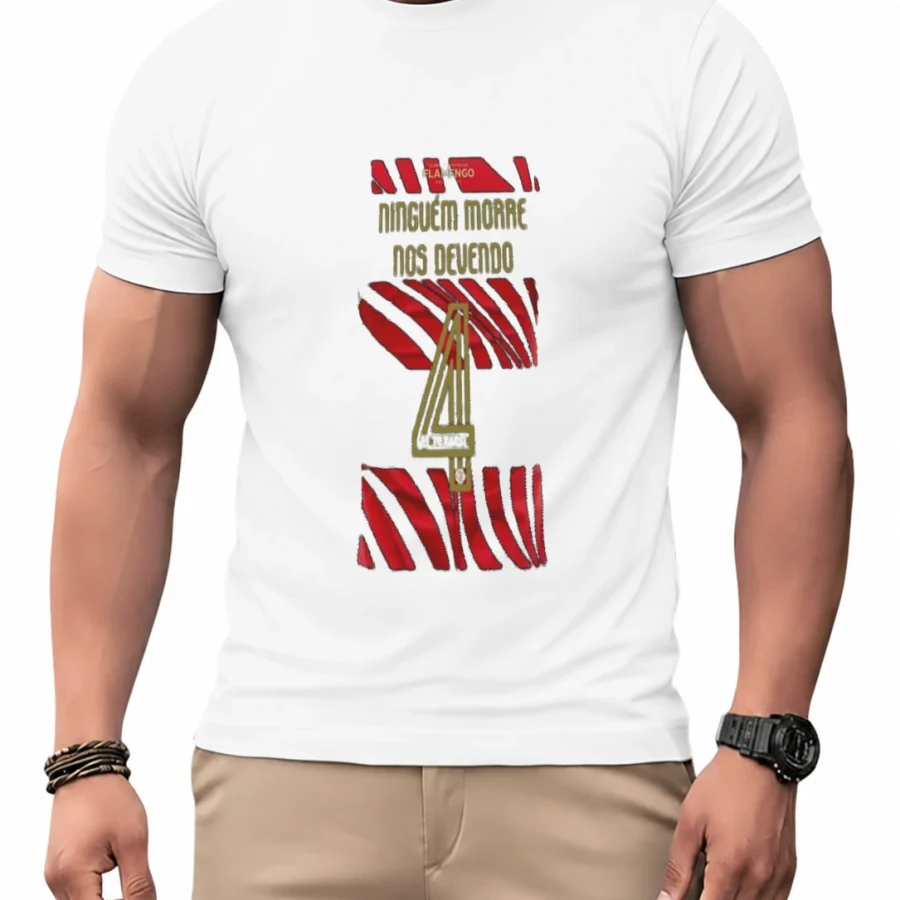 Camiseta dry Ninguém Morre Nos Devendo em mockup frontal