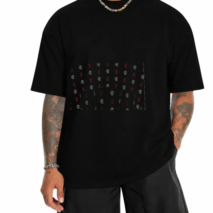 Camiseta 180g Escudos CRF Repeat em mockup frontal
