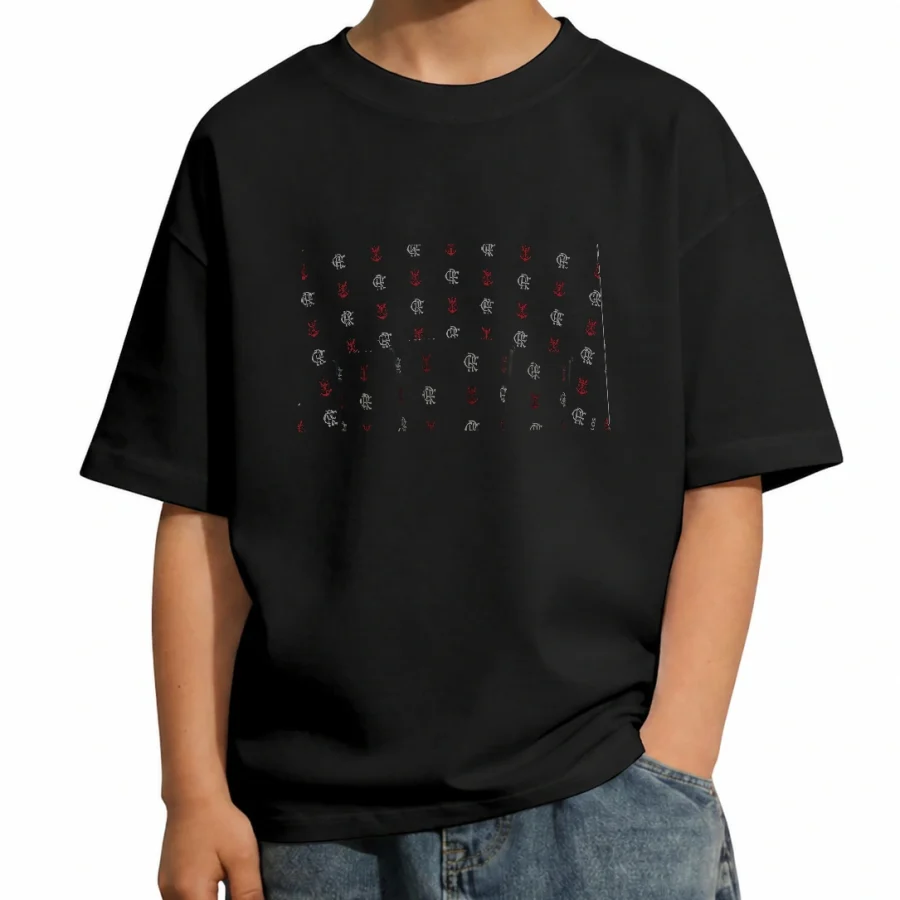Camiseta infantil Escudos CRF Repeat em mockup frontal
