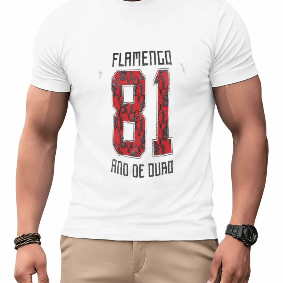 Camiseta dry Flamengo 81 · Ano de Ouro em mockup frontal