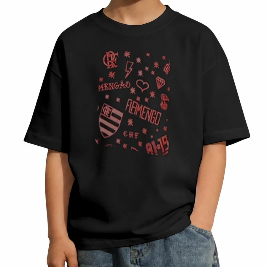 Camiseta infantil DNA Rubro-Negro Pocket em mockup frontal
