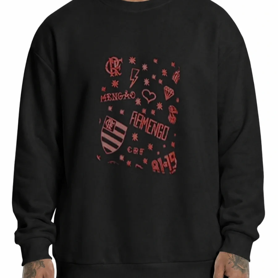 Moletom 320g DNA Rubro-Negro Pocket em mockup frontal