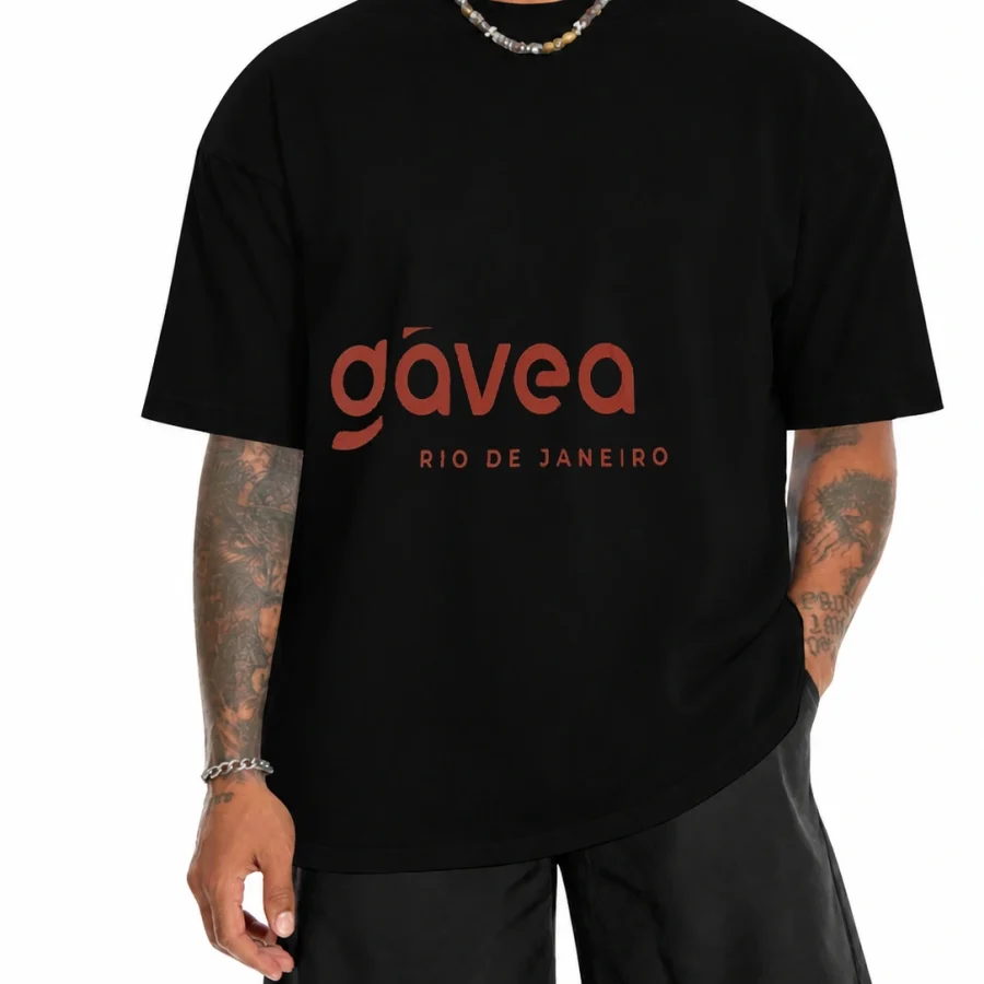Camiseta 180g Gávea Rio de Janeiro Lettering em mockup frontal